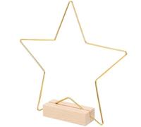MUCKLILY Metallo Oro Anello con Base in Legno Stella a Cinque Punte | Decorazioni Matrimonio e Casa, Struttura Pratica per Tavolo, Superficie Liscia e Resistente, un Set