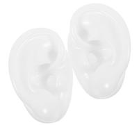 MUCKLILY Modello di Orecchio in Silicone Bianco 1 Paio, Stampo Auricolare Realistico per Pratica Pulizia Orecchie e Formazione Agopuntura, Supporto Esposizione Accessori Auricolari