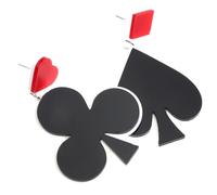 MUCKLILY Orecchini Pendenti Carte da Gioco in Acrilico, Decorazioni Sospese Leggere per Ragazze, Accessori Moda per Feste e Matrimoni, Design Asimmetrico Nero e Rosso, Comfort