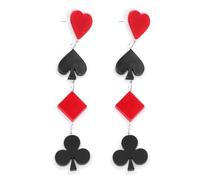 MUCKLILY Orecchini Pendenti Creativi Carte da Gioco Geometrici Donna Motivo Poker Nero e Rosso, Decorazioni le Orecchie da Donna, Accessori Moda per Feste e Regali Speciali