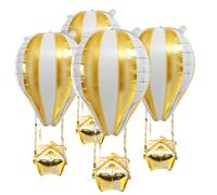 MUCKLILY Palloncini Decorativi Mongolfiera in Foglio di Alluminio Oro 4 Pezzi per Feste Compleanno e Eventi, Forniture per Decorazioni Pareti, Soffitti e Foto Ricordo