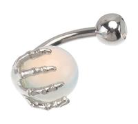MUCKLILY Piercing per Pancia con Mano a Scheletro in Metallo Inossidabile e Sfera in Resina Color Argento, Facile da Pulire senza Scolorimenti, Decorazione Chic per Piercing Art