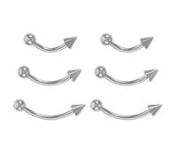MUCKLILY Piercing Sopracciglio in Acciaio Inossidabile 6 Pezzi Bilanciere Curvo Ipoallergenico Anelli per Sopracciglia da Donna Stile Steampunk Retrò Gioielli per Piercing Punk al Viso e