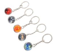 MUCKLILY Portachiavi a Tema Spazio 5 Pezzi Sfere di Vetro Luminose, Accessori per Telefono e Borsa, Decorazione Portachiavi per Uso Quotidiano e Regalo