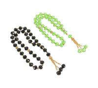MUCKLILY Rosari Islamici Tasbih in Vetro Cristallo 33 Perle Set 2 Pezzi Nero e Verde per Preghiera e Meditazione Musulmana Uso Casa Moschea e Viaggi Finitura Liscia e Resistente