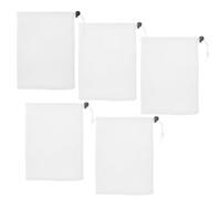 MUCKLILY Sacchetti da Viaggio Borse Organizer Multiuso Bianco Set 5 Coulisse in Poliestere Morbide e Leggere per Viaggi e Ufficio