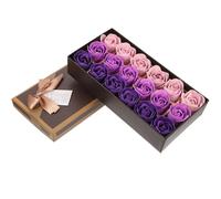 MUCKLILY Scatola di Sapone a Forma di Fiore 18 Pezzi con Petali di Rosa Profumati Sfumatura Viola Decorazione Floreale da Interno per Bagno Camera e Regalo San Compleanno e Matrimonio