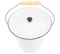 MUCKLILY Secchio per Cenere Smaltato Coperchio e Manico, Barile per Bruciare Carta e Carbone da 5,5l, Inceneritore da Giardino Compatto per Uso Domestico e Rituale, Contenitore Sicuro