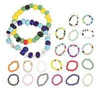 MUCKLILY Set 21 Anelli di Perline Colorate in Vetro per Donna, Leggeri e Facili da Indossare, per Feste Estive e Shopping Casual Colore Casuale