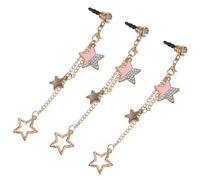 MUCKLILY Set 3 Pezzi Tappi Antipolvere in Lega 3,5 Mm Ciondolo a Stella Rosa per Cellulare, Spina Antipolvere Compatibile Dispositivi Jack Auricolari, Accessori Moda per Protezione