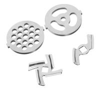 MUCKLILY Set 4 Pezzi Piastre e Lame di Ricambio per Tritacarne in Metallo Resistente, Parti di Carne per Macinazione Domestica, Accessori per Tagliacarne Elettrico, Facile Installazione