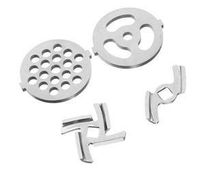 MUCKLILY Set 4 Pezzi Piastre e Lame di Ricambio per Tritacarne in Metallo Resistente, Parti di Carne per Macinazione Domestica, Accessori per Tagliacarne Elettrico, Facile Installazione