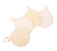 MUCKLILY Set 4 Pezzi Spugna Esfoliante Viso in Lino Cotone Leggero per Donna, Tamponi Pulizia Facciale e Rimozione Cellule Morte, per Cura Quotidiana della Pelle