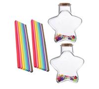 MUCKLILY Set Bottiglie dei Desideri Fai da Te con Bottiglia di Plastica Trasparente e Tappo di Sughero, Decorazione con Stelle Origami Colorate per Arredamento Camera e Regalo Creativo