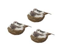 MUCKLILY Set da 3 Nidi di Uccelli Artificiali in Rattan e Plastica, Decorazioni Pasquali Ornamentali Uova Finte, per Giardino, Giochi di Finzione ed Educazione Prescolare