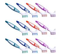 MUCKLILY Spazzolino Doppia Faccia per Protesi Dentarie 12 Pezzi Set Spazzola per Pulizia Apparecchi Ortodontici e Dispositivi di Contenzione Ergonomico per Anziani Pulizia Delicata e