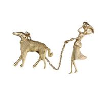 MUCKLILY Spilla in Lega da Donna Design a Donna che Porta a Spasso Cane Spilla da Petto Decorativa per Abbigliamento Casual e Formale Accessorio Brillante per Maglioni Giacche e Sciarpe