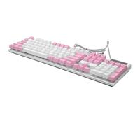 MUCKLILY Tastiera Meccanica Silenziosa Rgb Full Size USB per Gaming, Retroilluminazione a Gradiente Naturale, Tasti Resistenti Antiscivolo, per Videogiocatori e Uso Prolungato, Rosa Bianco