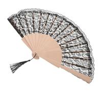 MUCKLILY Ventaglio Vintage Pieghevole in Pizzo Doppio Strato Nero Ventaglio Portatile da Sposa e Bomboniera per Feste Cosplay Vittoriano e Spettacoli di Danza Ventagli Giapponesi