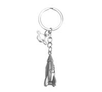 MUCOOS Portachiavi a forma di astronave o razzo, portachiavi creativo a forma di modello di aeronautica, regalo per insegnanti, regalo personalizzato per lui o per lei, argento, S