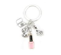 MUCOOS Portachiavi a tema nail art con mani e piedi dolci e divertenti, ciondolo per unghie, dolce portafortuna come regalo personale per donne, regalo di compleanno, argento, S