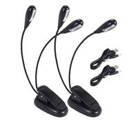 Mucshim 2 pezzi leggio luce clip su luci a LED a doppio braccio luci da lettura per libri a letto a 360 gradi clip regolabile
