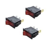 Mucshim 3 interruttori a bilanciere ON OFF, bipolare, 28 x 10 mm, 250 V, 15 A, 3 connettori, rosso