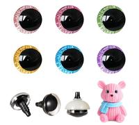 MUCUNNIA 120 occhi di sicurezza glitterati 3D da 18 mm per uncinetto con rondelle a ciotola, luna, uncinetto, amigurumi, occhi per uncinetto, animali, artigianato, occhi per bambole, occhi ripieni