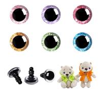 MUCUNNIA 120 Pezzi 16mm Occhi di Sicurezza in Plastica Glitter per Amigurumi Occhi di Bambola Rotondi Artigianali all'Uncinetto con Rondelle Occhi di Animali di Peluche per Fai da Te