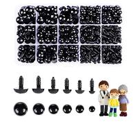 Mucunnia 700 Pezzi Occhi Amigurum 6-14 mm Occhi di Sicurezza per Amigurumi con Rondelle Occhi di Sicurezza in Plastica Nera per Pupazzi All'uncinetto, Animali di Peluche e Bambole