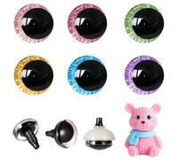 MUCUNNIA 96 occhi di sicurezza glitterati 3D da 25 mm, per uncinetto con rondelle, luna, uncinetto, amigurumi, occhi per animali, occhi per bambole, occhi all'uncinetto, per artigianato, orsacchiotti,