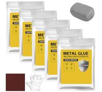 Mud Iron Glue, (160g per Pack) Plastic Steel Welding Adhesive, Heat & Waterproof Epoxy Resin for Metal/Plastic/Ceramic/Stone Repair, Universal Pipe Sealing & Crack Filler (Gray,5PCS)