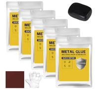 Mud Iron Glue, (160g per Pack) Plastic Steel Welding Adhesive, Heat & Waterproof Epoxy Resin for Metal/Plastic/Ceramic/Stone Repair, Universal Pipe Sealing & Crack Filler (Black,5PCS)