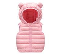 Mud Kingdom Gilet Con Cerniera Per Neonato e Bambino Che Fa I Primi Passi Piumino Caldo Senza Maniche Tinta Unita Con Orecchie Rosa 4 Anni