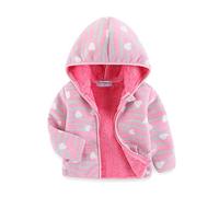 Mud Kingdom Grandi Ragazzi Giacca da Bambina Con Cappuccio e Cerniera Foderata in Pile Cuori Rosa Amore Caldo Inverno 9-10 Anni