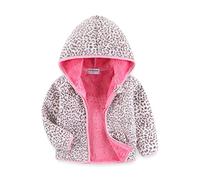 Mud Kingdom Grandi Ragazzi Giacca da Bambina Con Cappuccio e Cerniera Foderata in Pile Leopardo Rosa Caldo Inverno 9-10 Anni