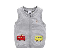 Mud Kingdom Little Boys Girls Gilet Capispalla Carino Cartoon Ricamo, Autobus Gray, 4 Anni
