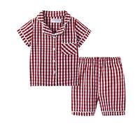 Mud Kingdom Pantaloncini da Pigiama per Bambina Pigiama Scozzese Rosso Abbottonato 3 Anni