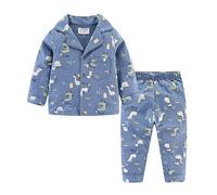 Mud Kingdom Piccolo Ragazzo Ragazza Pigiama Set Carino Cartoon Pulsante Giù, Dinosauro Blu, 2 anni
