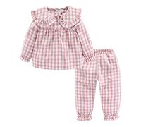 Mud Kingdom Ragazze Set Pigiama Collare Peter Pan Plaid Carino Rosa 9-10 Anni