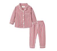 Mud Kingdom Ragazzi del Bambino Collare Set Pigiama Bottone Giù Simpatico Plaid Rosso 4 Anni
