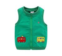 Mud Kingdom Ragazzi Ragazze Gilet Capispalla Carino Cartoon Ricamo, Autobus Verde, 3 anni