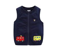 Mud Kingdom Ragazzi Ragazze Gilet Capispalla Carino Cartoon Ricamo, Bus Navy, 3 anni