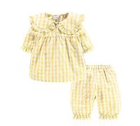 Mud Kingdom Ragazzin Pantaloncini Pigiama Set Casual Indumenti da Notte Plaid Giallo 4 Anni