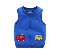 Mud Kingdom Ragazzini Ragazze Gilet Capispalla Carino Cartoon Ricamo, Autobus Blu, 4 anni