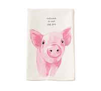 Mud Pie Asciugamano da cucina Farm in cotone, maiale, 66 x 41 cm