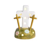 Mud Pie Ceramica Bianca Tre Croce LED Sitter