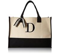 Mud Pie Classic Black And White Initial Canvas Tote Bags (D), 100% Cotone, 43,2 x 48,3 x 5,1 cm