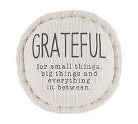 Mud Pie Cuscino rotondo sentimentale Grateful, 11,4 x 45,7 cm di diametro, grigio/bianco, 57 pezzi