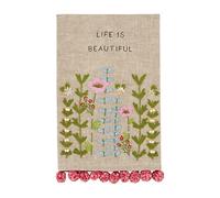 Mud Pie Life - Asciugamano da bagno con ricami floreali, 53 x 35 cm